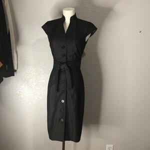 Calvin Klein Black Midi Dress with Button Detail